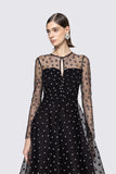 Black Dress with Tulle & Mesh Dot Overlay