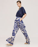 Wide leg printed trouser