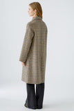 Double breasted wool blend coat in brown/camel check