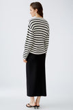 Black and cream striped top with knit detail