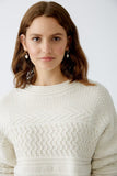 Viscose mix Offwhite pullover with cable design