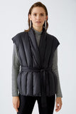 Black padded gilet with knitted back