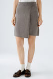 Wool blend wrap skirt in smoky taupe