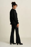 Black wide leg trousers in stretch fabric