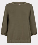 Modal top in khaki with balloon sleeve