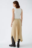 Midi pleated skirt in gold satin