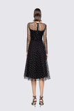 Black Dress with Tulle & Mesh Dot Overlay