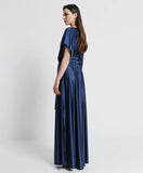 Satin maxi dress in midnight blue