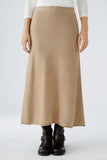 Long a line knitted skirt in biscuit beige