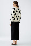 Cream Fur yarn sweater with black polka dots