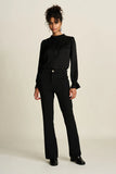 Black wide leg trousers in stretch fabric