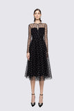 Black Dress with Tulle & Mesh Dot Overlay