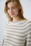 Ruby striped sweater in cream and light taupe