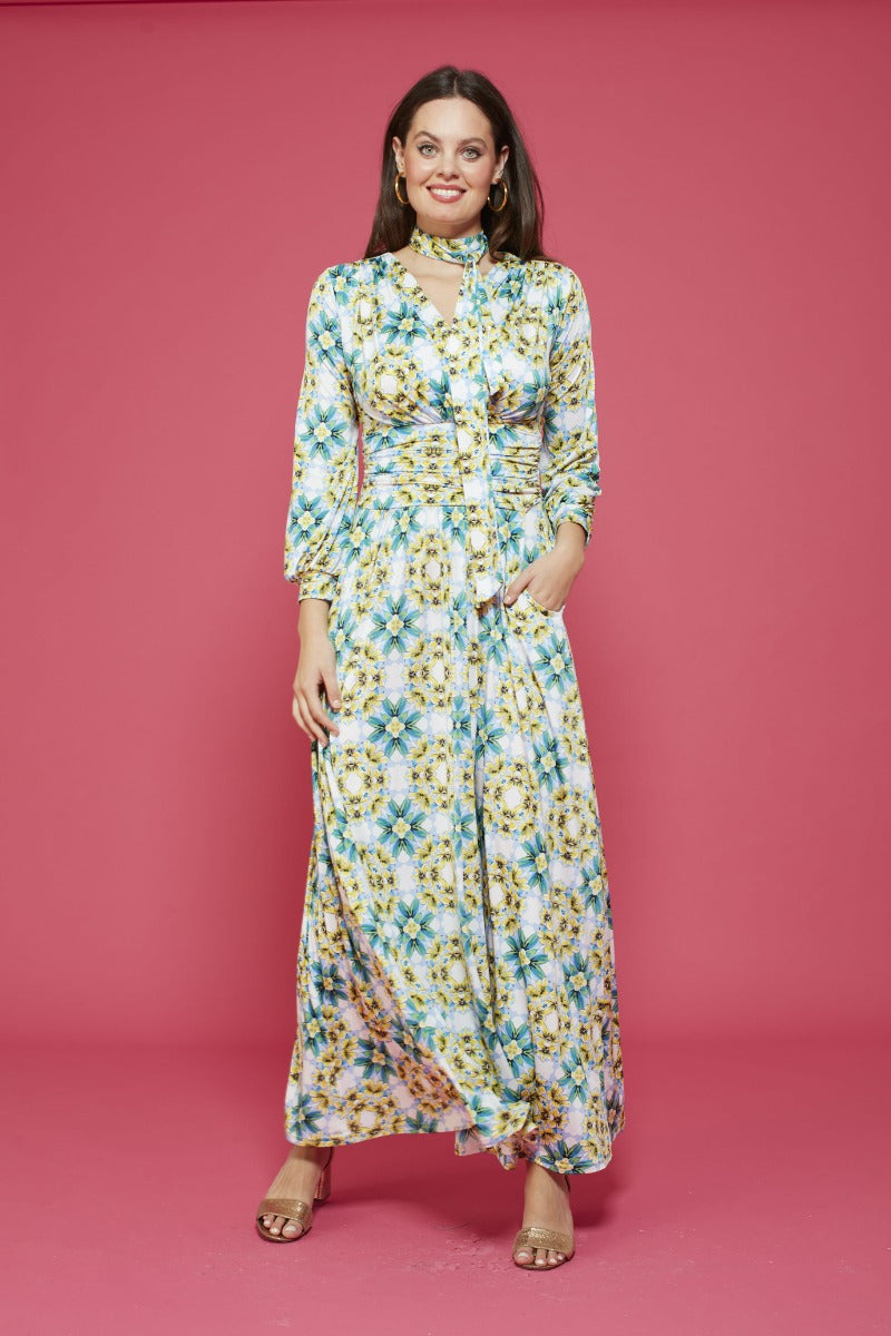 Sharon maxi dress finca blue yellow