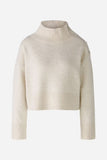 High neck sweater in light stone with diamante buttons