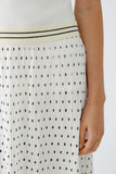 Cream tulle pleated skirt with black polka dots