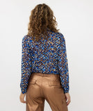 Blouse with lurex in blues cream and tan