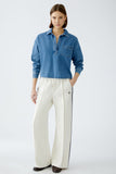 Eggnog Trouser with Navy Stripe