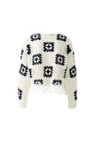 Crochet Sweater in Ivory and Navy