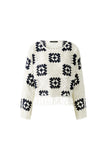 Crochet Sweater in Ivory and Navy