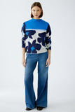 Sweater with Blue and Navy Floral Print