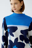 Sweater with Blue and Navy Floral Print