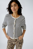 Navy and Off White Striped Cardigan