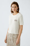 Off White and Camel Striped Top