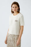 Off White and Camel Striped Top