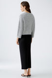 Cropped ribbed grey sweater with diamanté detail all over