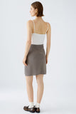 Wool blend wrap skirt in smoky taupe