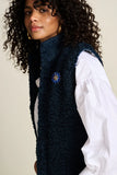 Navy gilet in teddy fake fur