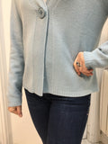 Cropped cardigan in duck egg blue with single button