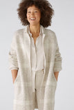 Check wool blend Coatigan in off white and taupe