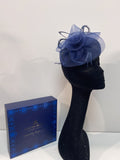 Navy Headpiece with Feather Detail