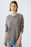 Round neck sweater in smoky taupe