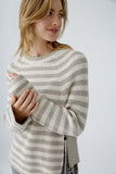 Ruby striped sweater in cream and light taupe