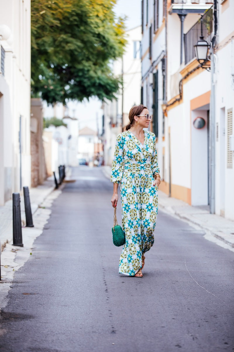 Sharon maxi dress finca blue yellow