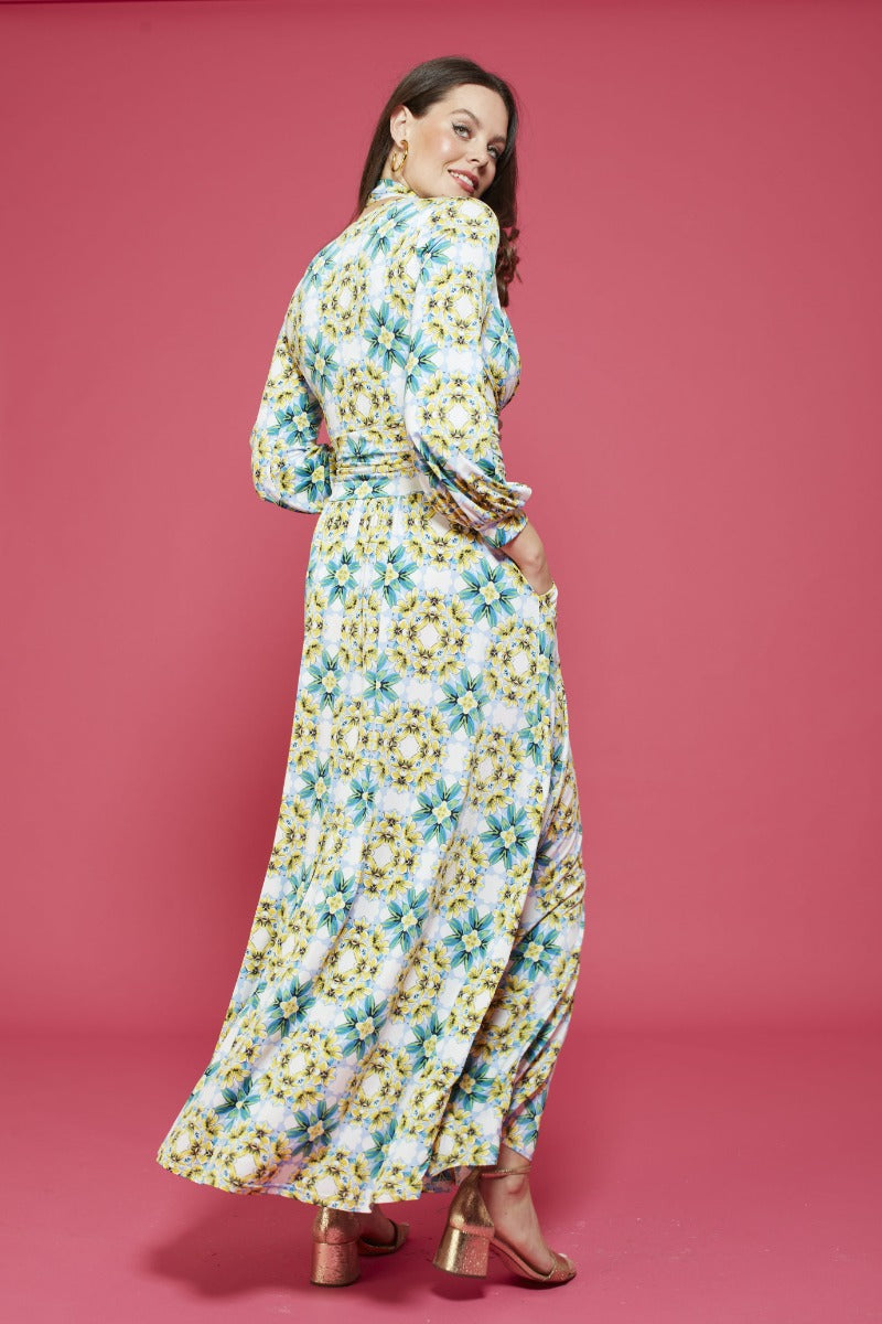 Sharon maxi dress finca blue yellow