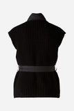 Black padded gilet with knitted back