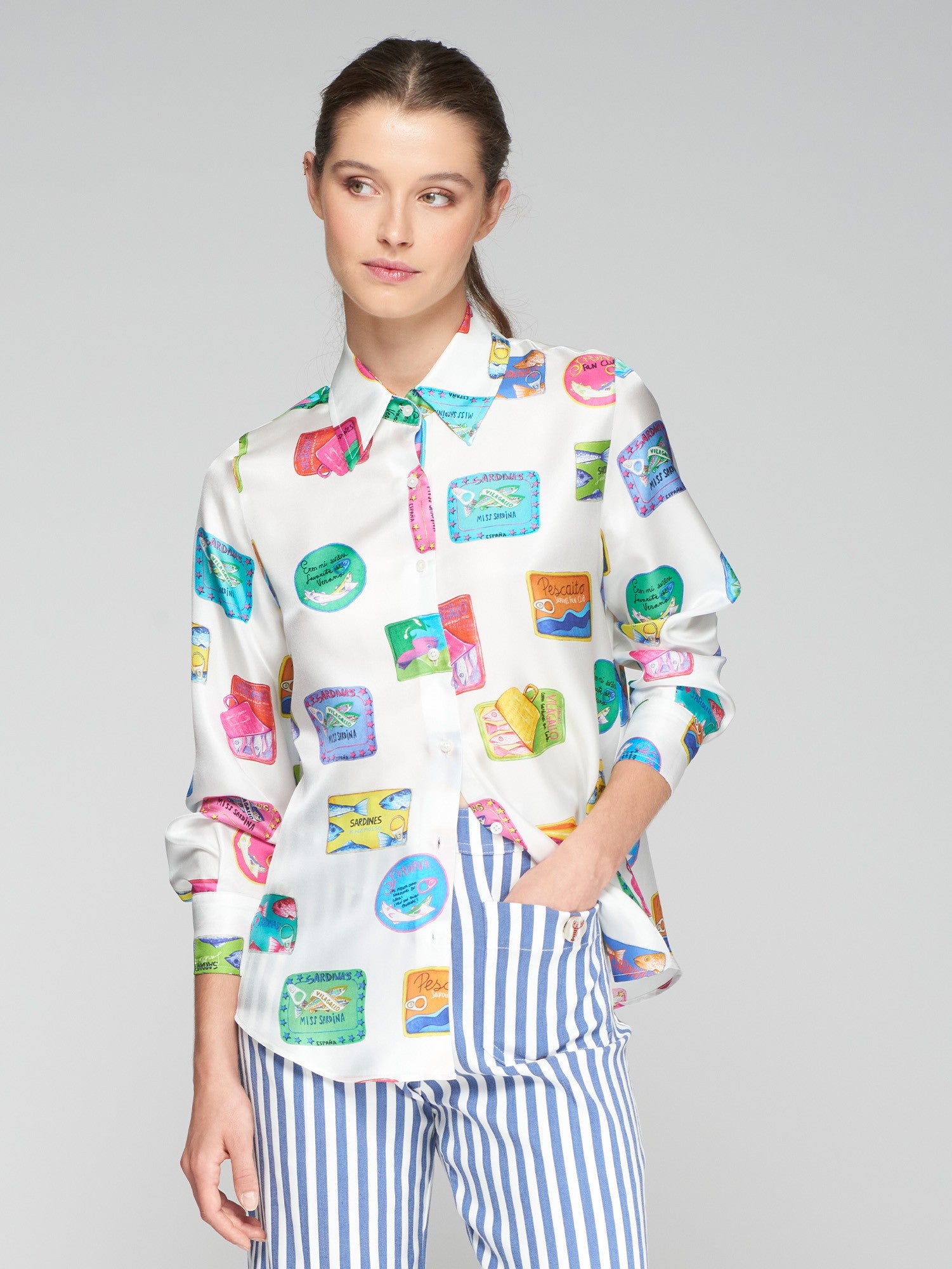 Mafalda sardines silk shirt