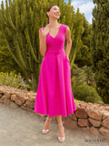 Pink v neck dress with belt