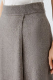 Wool blend wrap skirt in smoky taupe