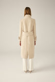 High neck coat in biscuit