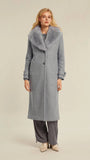 Constance coat in grey with detachable fur collar