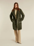 Reversible khaki coat in suedette and fun fur