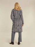 Long fun fur coat in deep grey, double breasted.