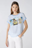 Blue and white striped t-shirt