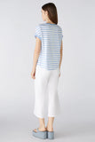 Blue and white striped t-shirt