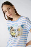 Blue and white striped t-shirt